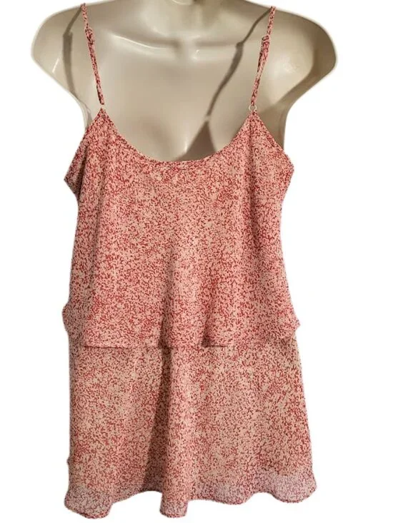 CAbi Red & Cream Paprika Ruffled Tiered Lined Cami Top - Women's M - Picture 3 of 5